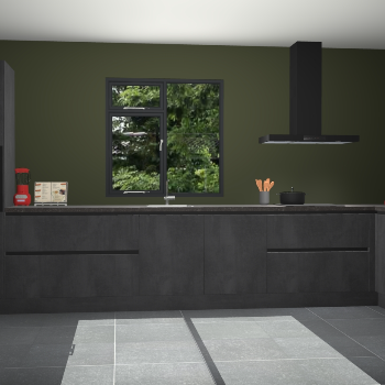 Beton zwarte greeploze keuken Lille 54174