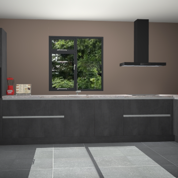 Beton zwarte greeploze keuken Lille 54183