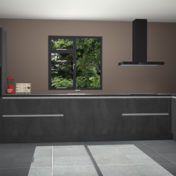Beton zwarte greeploze keuken Lille 54189