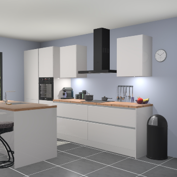 Greeploze Zijdegrijze hoogglans keuken Spanje 56545