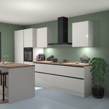Greeploze Zijdegrijze hoogglans keuken Spanje 56548