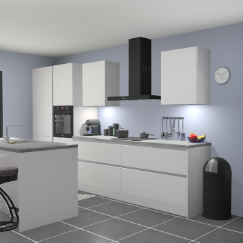 Greeploze Zijdegrijze hoogglans keuken Spanje 56551