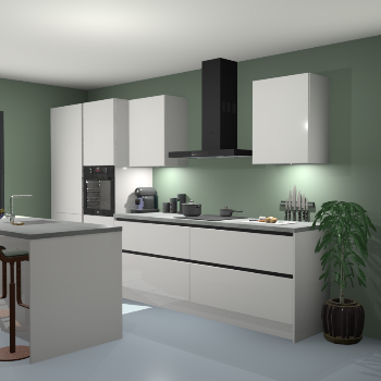 Greeploze Zijdegrijze hoogglans keuken Spanje 56554