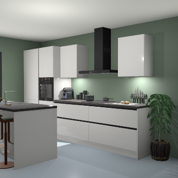 Greeploze Zijdegrijze hoogglans keuken Spanje 56560