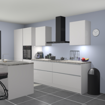 Greeploze Zijdegrijze hoogglans keuken Spanje 56563