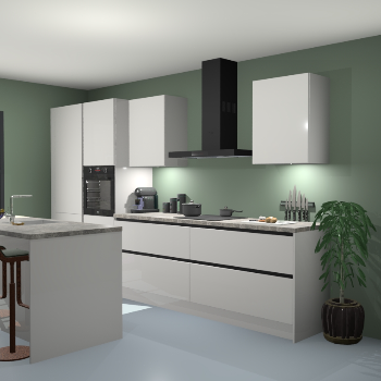 Greeploze Zijdegrijze hoogglans keuken Spanje 56566