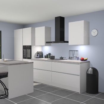 Greeploze Zijdegrijze hoogglans keuken Spanje 56569