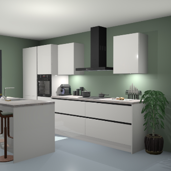 Greeploze Zijdegrijze hoogglans keuken Spanje 56572
