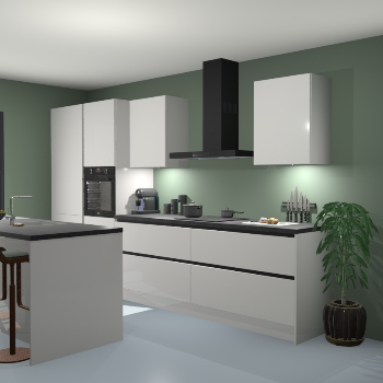 Greeploze Zijdegrijze hoogglans keuken Spanje 56578