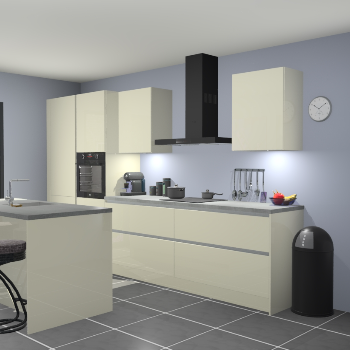 Greeploze Magnolia hoogglans keuken Spanje 56662