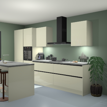 Greeploze Magnolia hoogglans keuken Spanje 56665