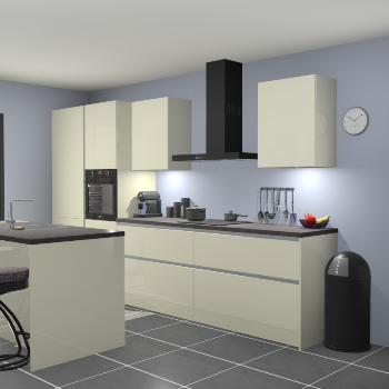 Greeploze Magnolia hoogglans keuken Spanje 56668