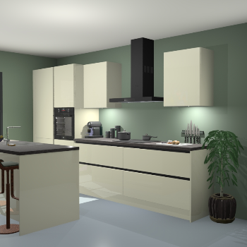 Greeploze Magnolia hoogglans keuken Spanje 56671