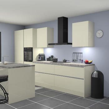 Greeploze Magnolia hoogglans keuken Spanje 56674