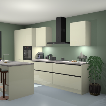 Greeploze Magnolia hoogglans keuken Spanje 56683