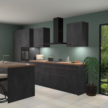 Beton zwarte keuken Spanje 57284