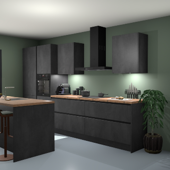 Greeploze Beton zwarte keuken Spanje 57286