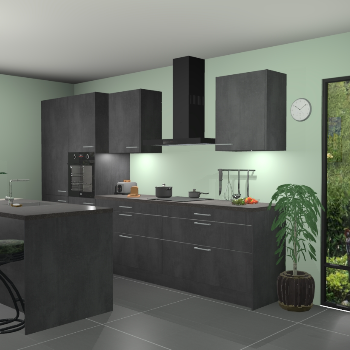 Beton zwarte keuken Spanje 57296