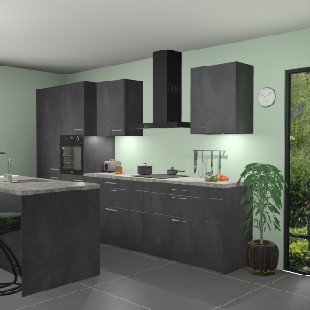 Beton zwarte keuken Spanje 57302