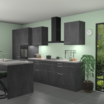 Beton zwarte keuken Spanje 57308