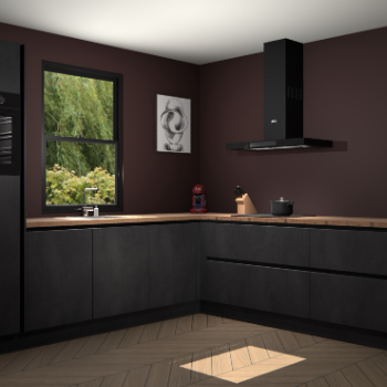 Beton zwarte greeploze keuken Lublin 62494