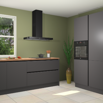 Onyxgrijze greeploze keuken Monaco 58956