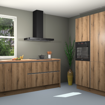 Gouden eiken greeploze keuken Monaco 59988