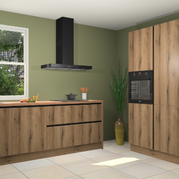 Gouden eiken greeploze keuken Monaco 59992