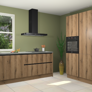 Gouden eiken greeploze keuken Monaco 60025