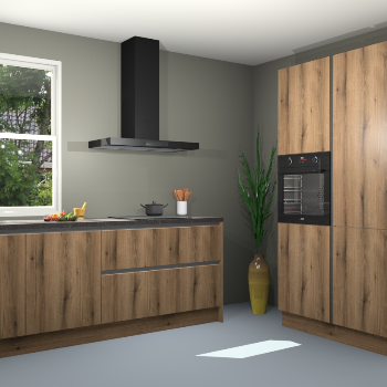 Gouden eiken greeploze keuken Monaco 60028