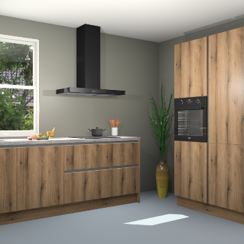 Gouden eiken greeploze keuken Monaco 60040