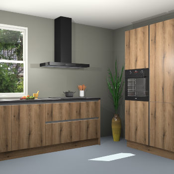 Gouden eiken greeploze keuken Monaco 60046