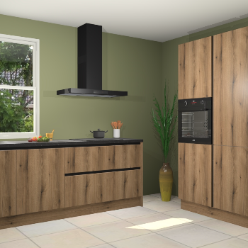 Gouden eiken greeploze keuken Monaco 60049