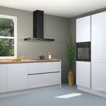 Sneeuwwitte hoogglans  greeploze keuken Monaco 60412