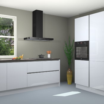 Sneeuwwitte hoogglans  greeploze keuken Monaco 60431