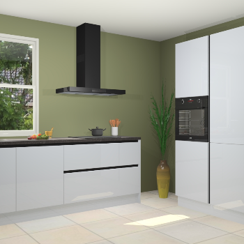 Sneeuwwitte hoogglans  greeploze keuken Monaco 60434