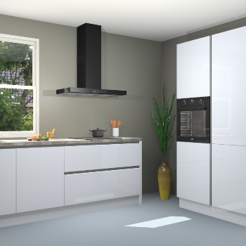 Sneeuwwitte hoogglans  greeploze keuken Monaco 60440