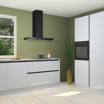 Sneeuwwitte hoogglans  greeploze keuken Monaco 60450