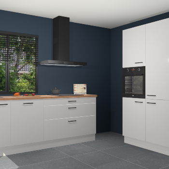 Zijdegrijze hoogglans keuken Monaco 60552