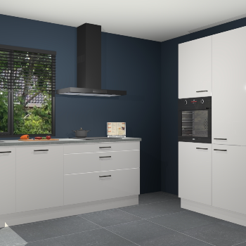 Zijdegrijze hoogglans keuken Monaco 60607