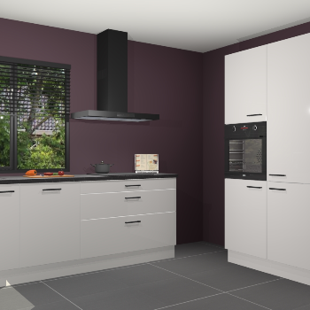 Zijdegrijze hoogglans keuken Monaco 60629