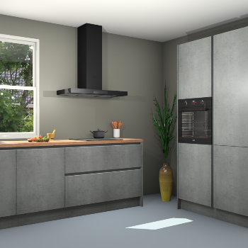 Beton parelgrijs greeploze keuken Monaco 62663