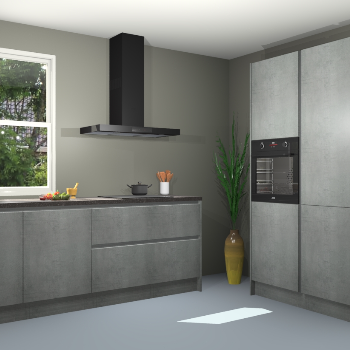 Beton parelgrijs greeploze keuken Monaco 62694