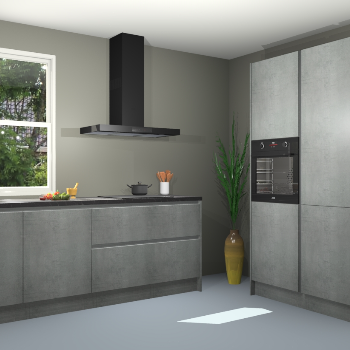 Beton parelgrijs greeploze keuken Monaco 62712