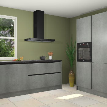 Beton parelgrijs greeploze keuken Monaco 62715