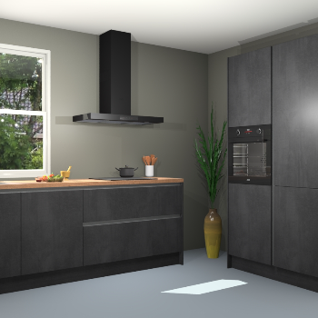 Beton zwarte greeploze keuken Monaco 62903