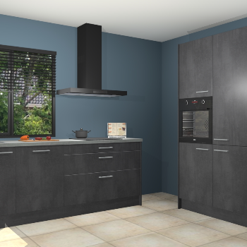 Beton zwarte keuken Monaco 62915