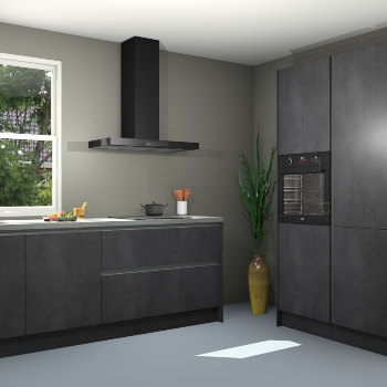 Beton zwarte greeploze keuken Monaco 62918