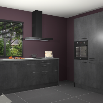 Beton zwarte keuken Monaco 62920