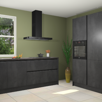 Beton zwarte greeploze keuken Monaco 62931